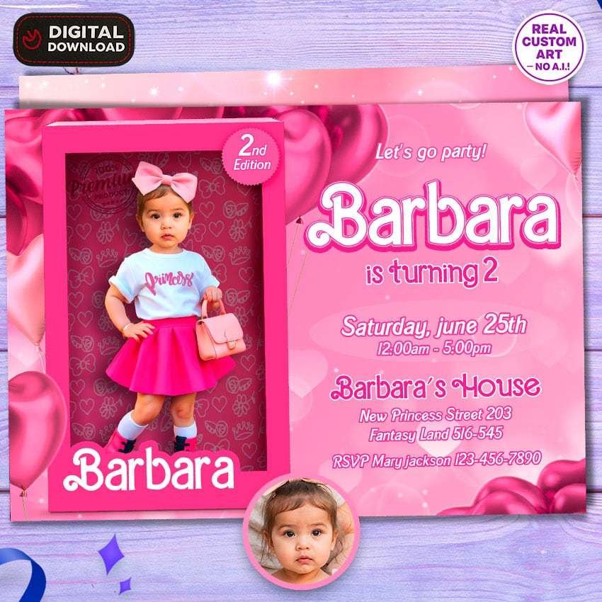 Custom 2nd Birthday Doll-Themed Invitation for Girls – Custom Party Theme Design for 1st or 2nd Birthday – Delivered in 24h – Digital File 1 Custom 2nd Birthday Doll-Themed Invitation for Girls