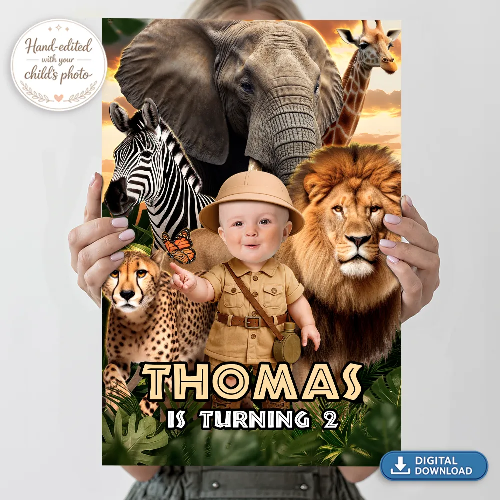 Personalized Safari Baby Birthday Welcome Sign – Custom Jungle Theme Party Decoration – Made to Order Digital File 3 Personalized Safari Baby Birthday Welcome Sign – Custom Jungle Theme Party Decoration – Made to Order Digital File