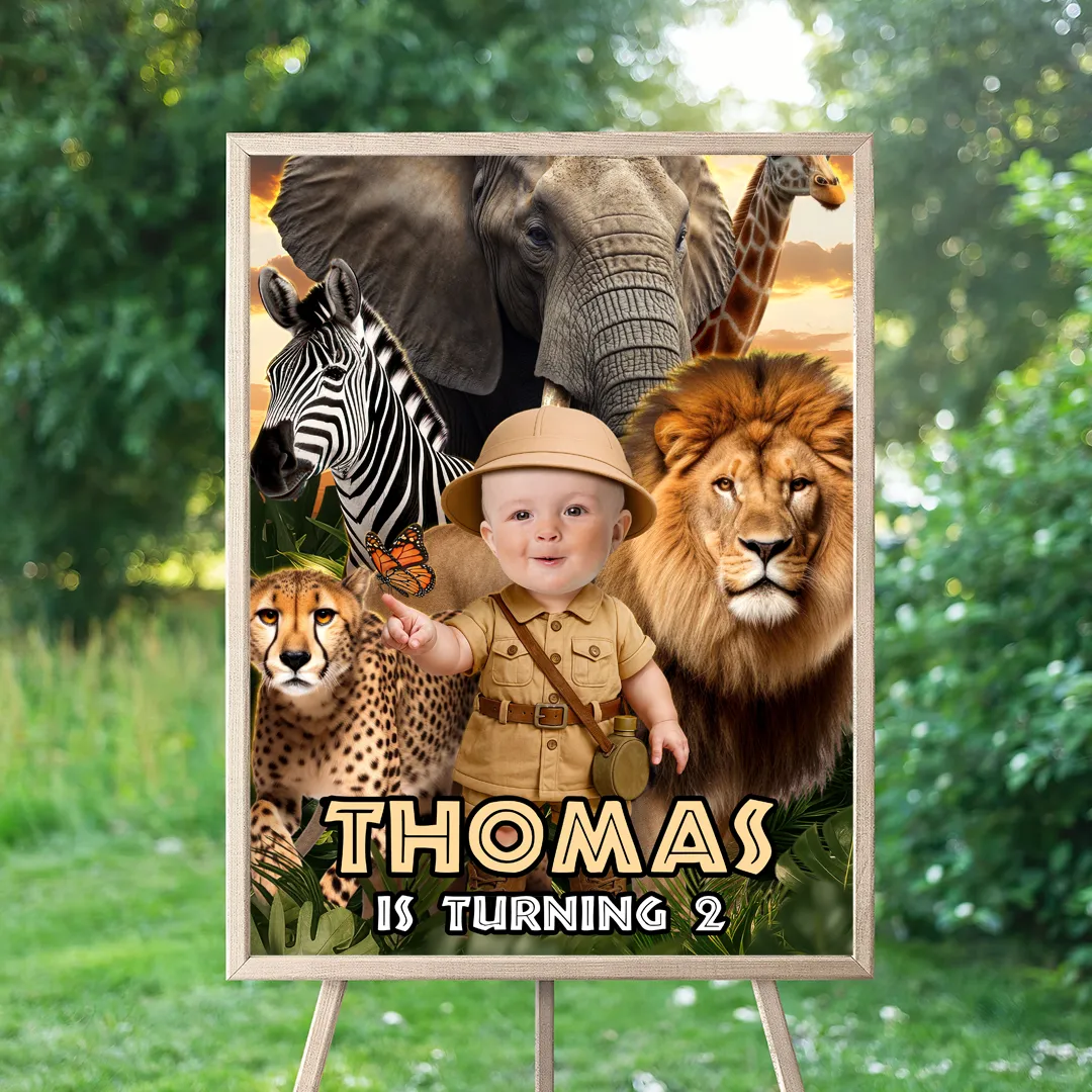 Personalized Safari Baby Birthday Welcome Sign – Custom Jungle Theme Party Decoration – Made to Order Digital File 4 Personalized Safari Baby Birthday Welcome Sign – Custom Jungle Theme Party Decoration – Made to Order Digital File