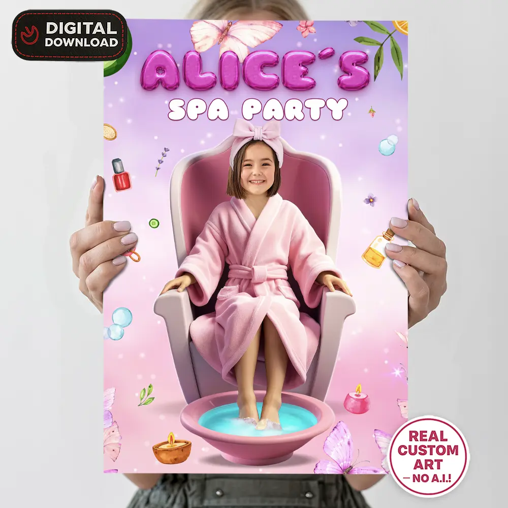 Personalized Spa Birthday Welcome Sign – Custom Pamper Party Theme Decoration – Made to Order Digital File 2 Personalized Spa Birthday Welcome Sign – Custom Pamper Party Theme Decoration – Made to Order Digital File