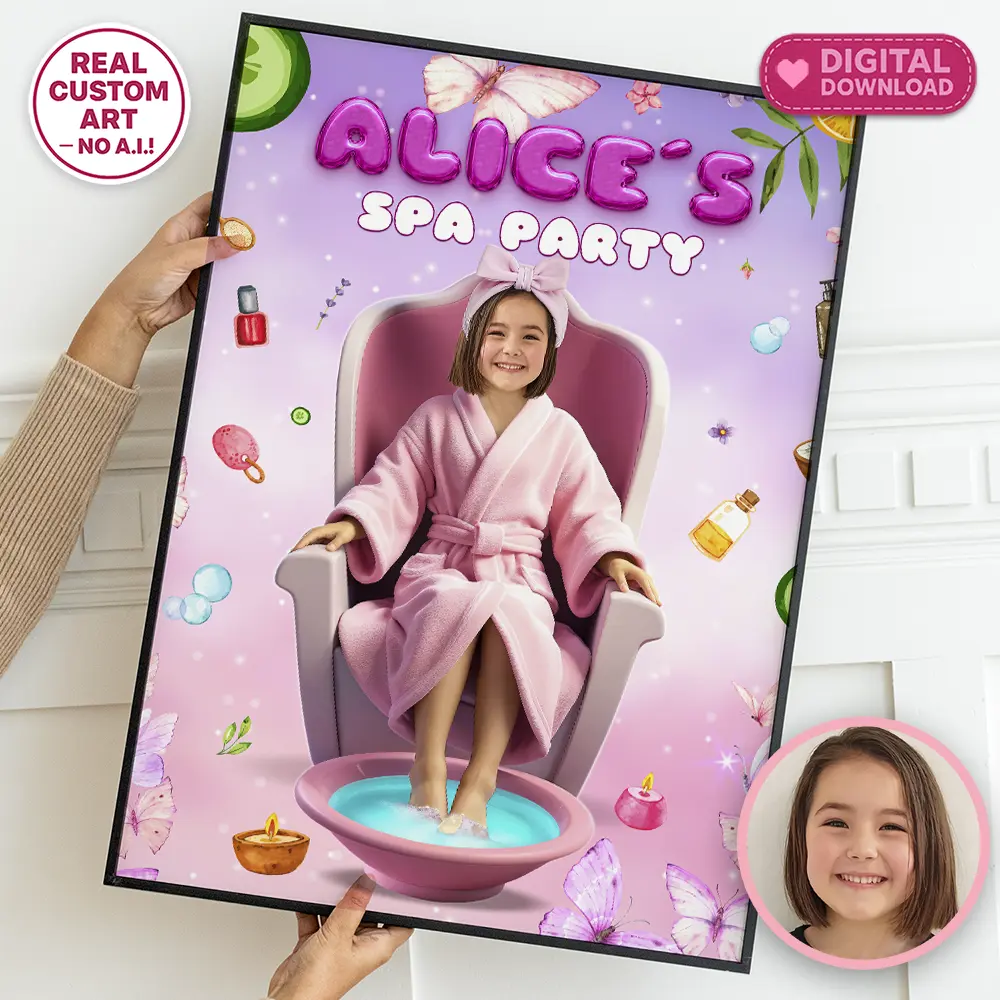 Personalized Spa Birthday Welcome Sign – Custom Pamper Party Theme Decoration – Made to Order Digital File 1 Personalized Spa Birthday Welcome Sign – Custom Pamper Party Theme Decoration – Made to Order Digital File