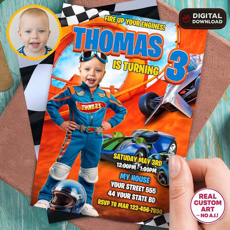 Custom Racing Wheels Birthday Invitation – Personalized Race Car Theme Party Design – Delivered in 24h – Digital File 1 Custom Racing Wheels Birthday Invitation – Personalized Race Car Theme Party Design – Delivered in 24h – Digital File