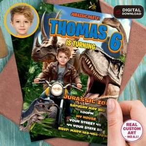 Custom Dinosaur Birthday Invitation – Custom Dino Theme Party Design – Delivered in 24h – Digital File