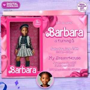 Personalized Doll-Themed Birthday Invitation for Girls