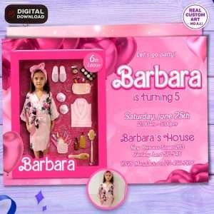 Custom Spa-Themed Doll Birthday Invitation for Girls