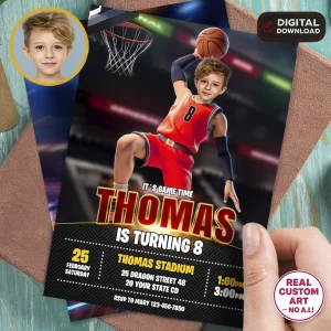 Personalized Basketball Birthday Invitation – Custom Sports Theme Party Design – Delivered in 24h – Digital File