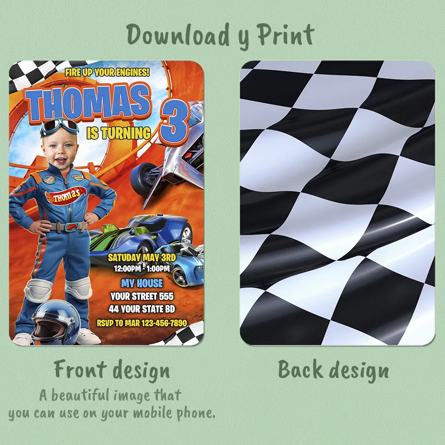 Custom Racing Wheels Birthday Invitation – Personalized Race Car Theme Party Design – Delivered in 24h – Digital File 2 Custom Racing Wheels Birthday Invitation – Personalized Race Car Theme Party Design – Delivered in 24h – Digital File - Image 2