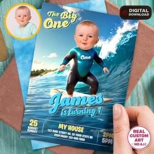 The Big One – Baby Surfing Birthday Invitation
