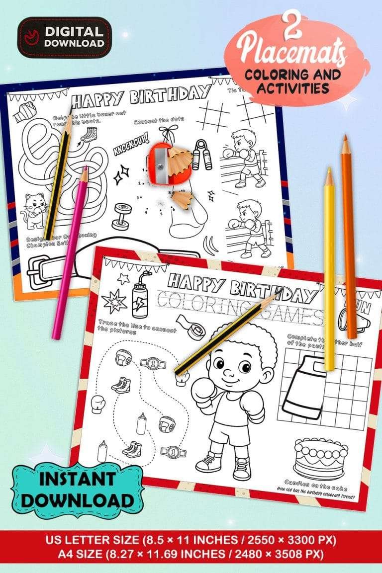Boxer Coloring & Activity Placemats