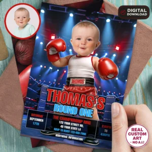 Custom Boxer Baby Birthday Invitation