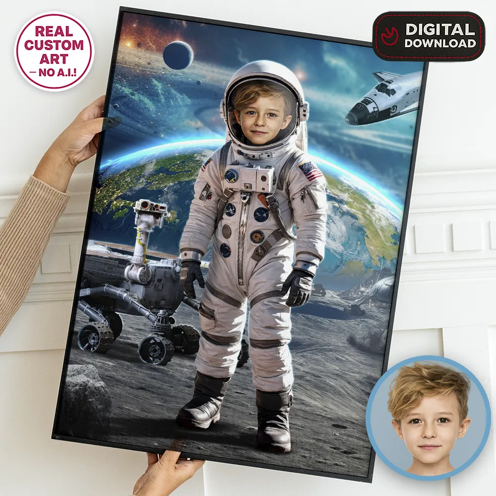 Personalized Astronaut Portrait for Kids – Custom Space Theme Digital Artwork – Delivered in 24h – Digital File 1 Personalized Astronaut Portrait for Kids – Custom Space Theme Digital Artwork – Delivered in 24h – Digital File