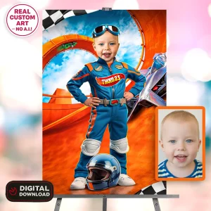 Custom Race Car Birthday Welcome Sign – Personalized Speed Party Decoration – Delivered in 24h – Digital File