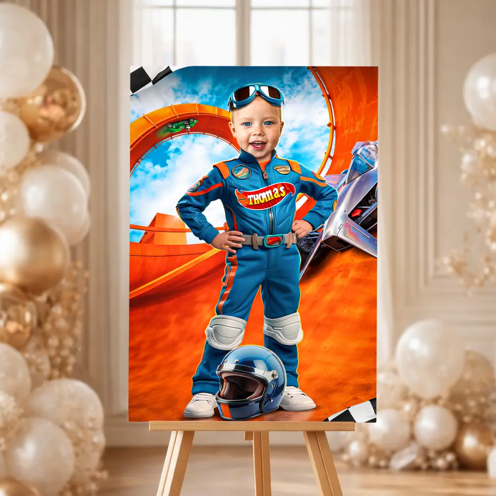 Custom Race Car Birthday Welcome Sign – Personalized Speed Party Decoration With Photo – Delivered in 24h – Digital File 3 Custom Race Car Birthday Welcome Sign – Personalized Speed Party Decoration – Delivered in 24h – Digital File