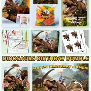 Dinosaur Birthday Party Bundle – Personalized Digital Design Pack