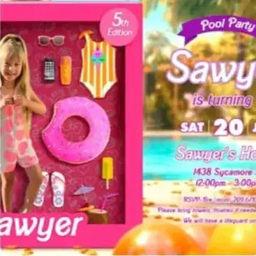 Personalized digital birthday invitation – doll box – real order completed for a client by Alice Magic Party