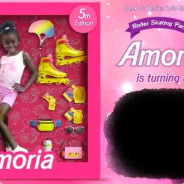 Personalized digital birthday invitation – doll box – real order completed for a client by Alice Magic Party