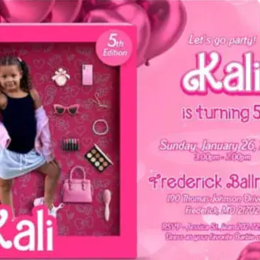 Personalized digital birthday invitation – doll box – real order completed for a client by Alice Magic Party