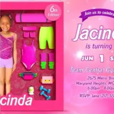 Personalized digital birthday invitation – doll box – real order completed for a client by Alice Magic Party