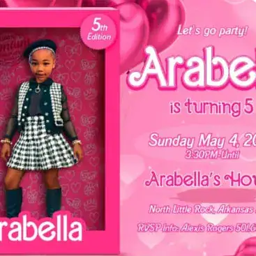 Personalized digital birthday invitation – doll box – real order completed for a client by Alice Magic Party