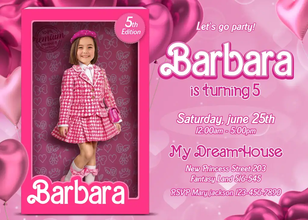doll box birthday invitation