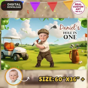 Hole In One Baby Golf Birthday Banner