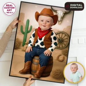 Custom First Rodeo Baby Portrait