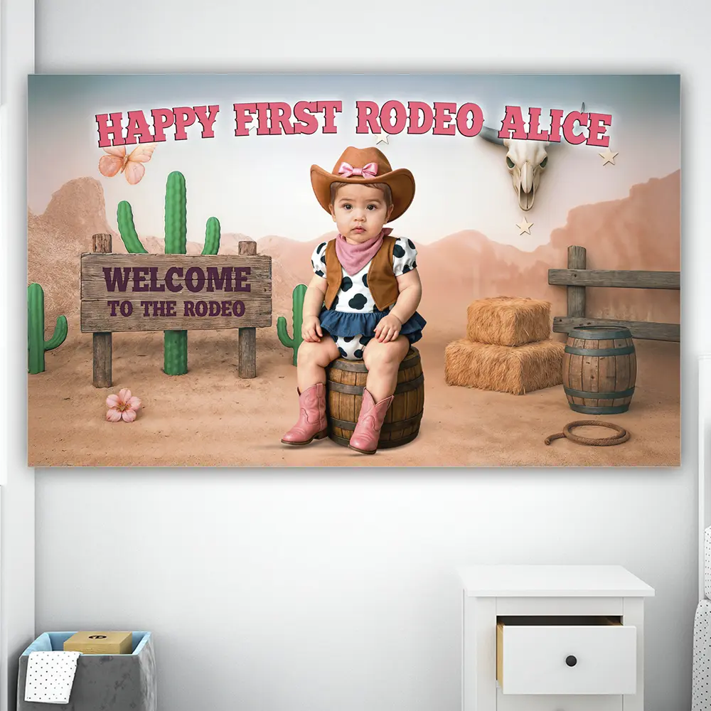 Personalized First Rodeo Baby Girl Birthday Banner – Custom Pink Cowgirl Party Decoration – Delivered in 24h – Digital File 2 Personalized First Rodeo Baby Girl Birthday Banner – Custom Pink Cowgirl Party Decoration – Delivered in 24h – Digital File - Image 2