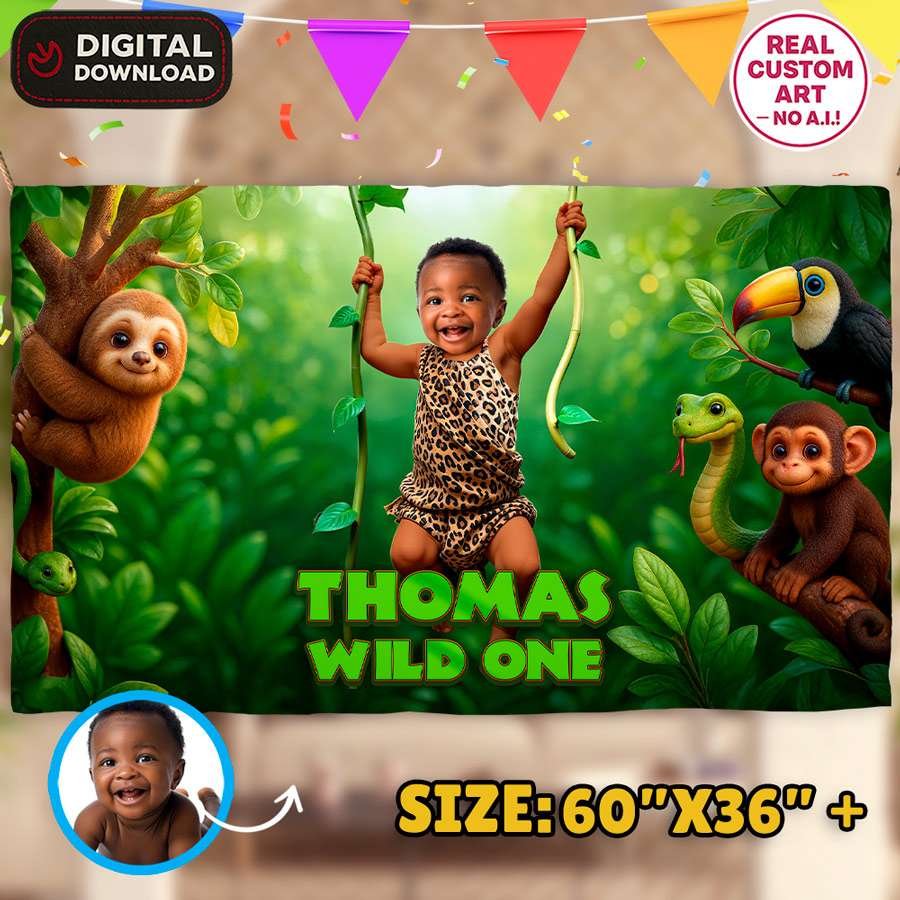 Custom Baby Wild One Birthday Banner – Custom Safari Theme Party Decoration – Delivered in 24h – Digital File 1 Custom Baby Wild One Birthday Banner – Custom Safari Theme Party Decoration – Delivered in 24h – Digital File