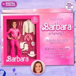 Custom Rodeo-Themed Doll Birthday Invitation for Girls