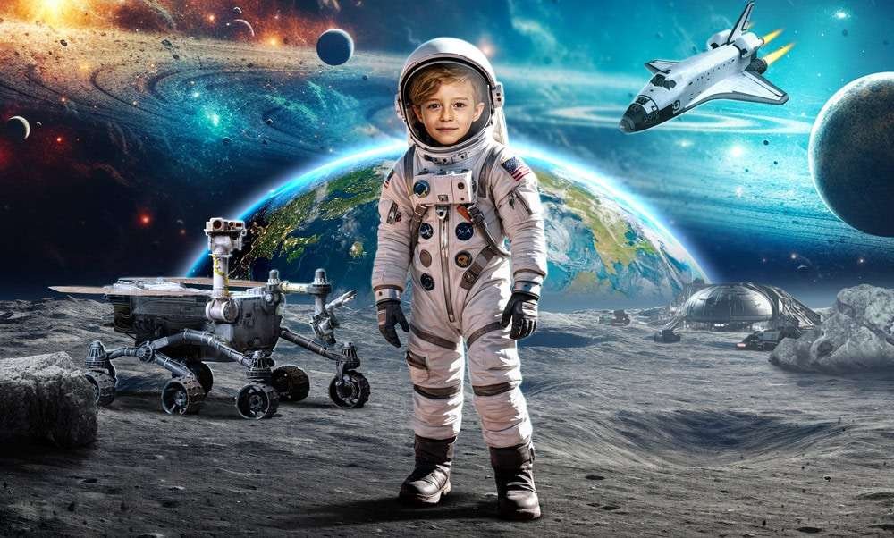 Best First and Second Birthday Party Ideas for Boys and Girls 165 astronaur custom banner with photo for kids