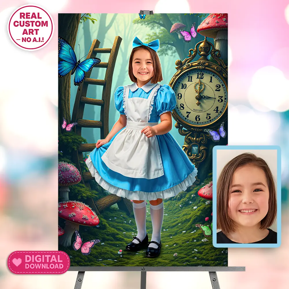 Personalized Tea Party Princess Portrait for Kids – Custom Princess Birthday Digital Artwork – Delivered in 24h – Digital File 4 Personalized Tea Party Princess Portrait for Kids – Custom Princess Birthday Digital Artwork – Delivered in 24h – Digital File