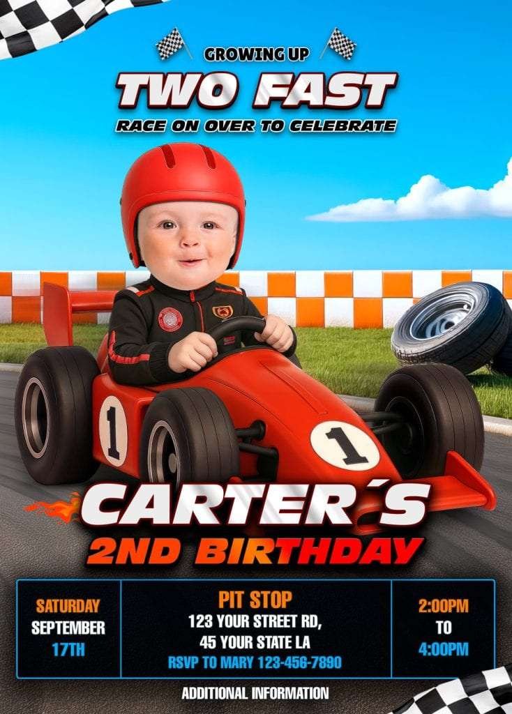 Best First and Second Birthday Party Ideas for Boys and Girls 99 Personalized Growing Up Two Fast second birthday photo invitation