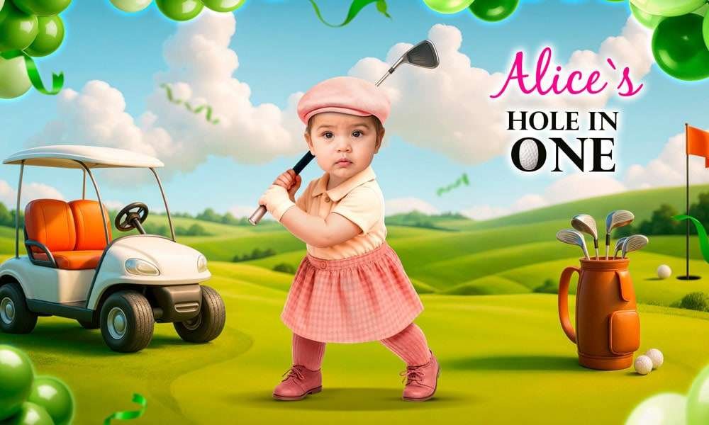 Best First and Second Birthday Party Ideas for Boys and Girls 20 personalized banner birthday hole in one baby girl