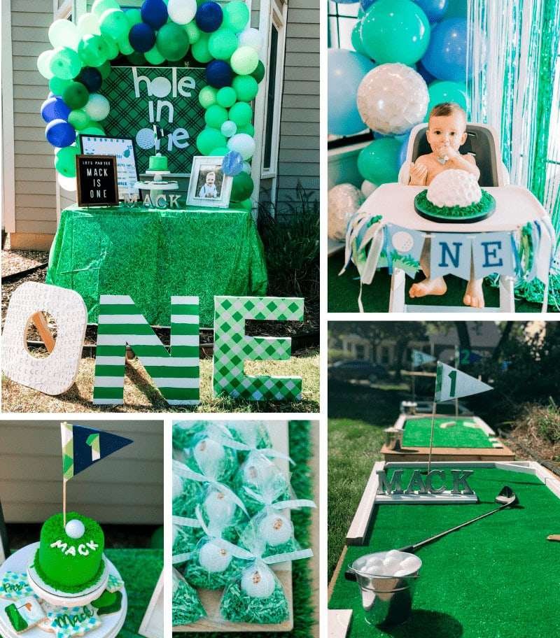 Best First and Second Birthday Party Ideas for Boys and Girls 15 Hole in One golf-themed birthday party for kids
