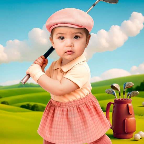 Girls Hole-in-One (pink outfit) — photo face integration