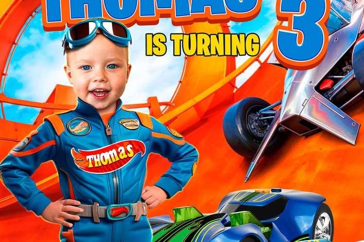 Race on Wheels birthday invitation