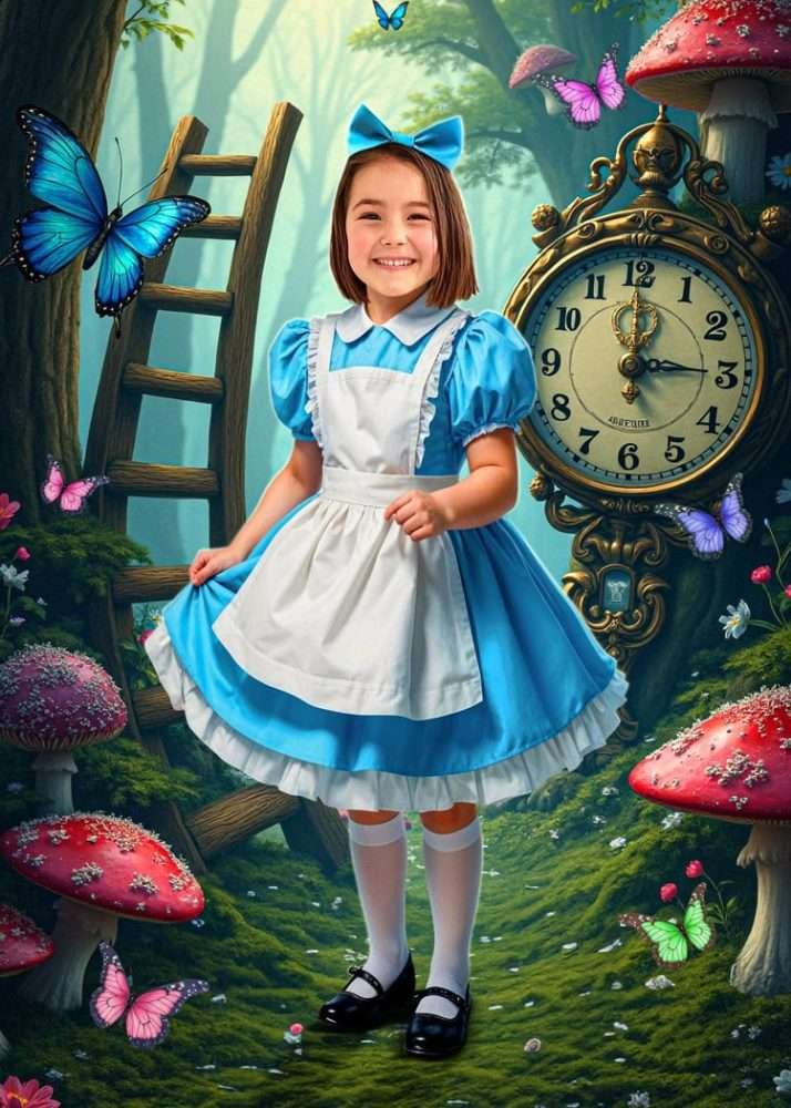 Tea Party Princess — royal dress, gold accents, timeless look