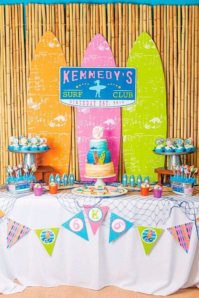 Best First and Second Birthday Party Ideas for Boys and Girls 141 The Big ONE surf birthday party setup