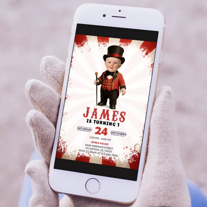Personalized Circus Ringmaster Birthday Invitation with Photo