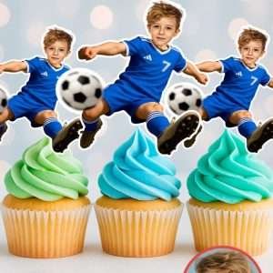 Personalized Soccer Boy Cupcake Toppers – Birthday Party Decoration – Digital File