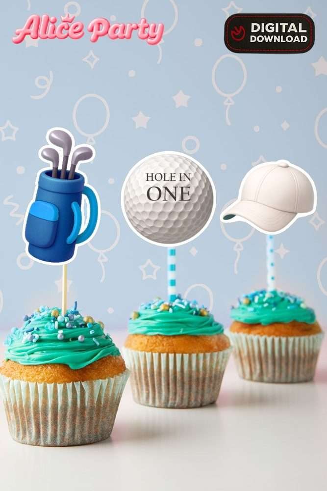 Hole in One Baby Golf Cupcake Toppers – Golf Birthday Decorations – Instant Download 2 Hole in One Baby Golf Cupcake Toppers – Golf Birthday Decorations – Instant Download