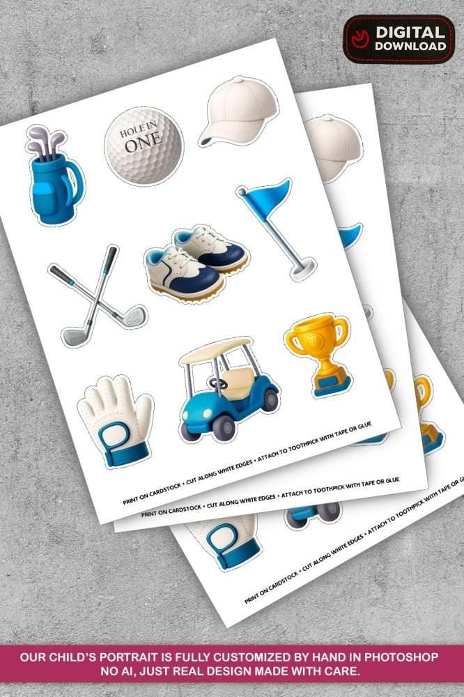 Hole in One Baby Golf Cupcake Toppers – Golf Birthday Decorations – Instant Download 3 Hole in One Baby Golf Cupcake Toppers – Golf Birthday Decorations – Instant Download - Image 3