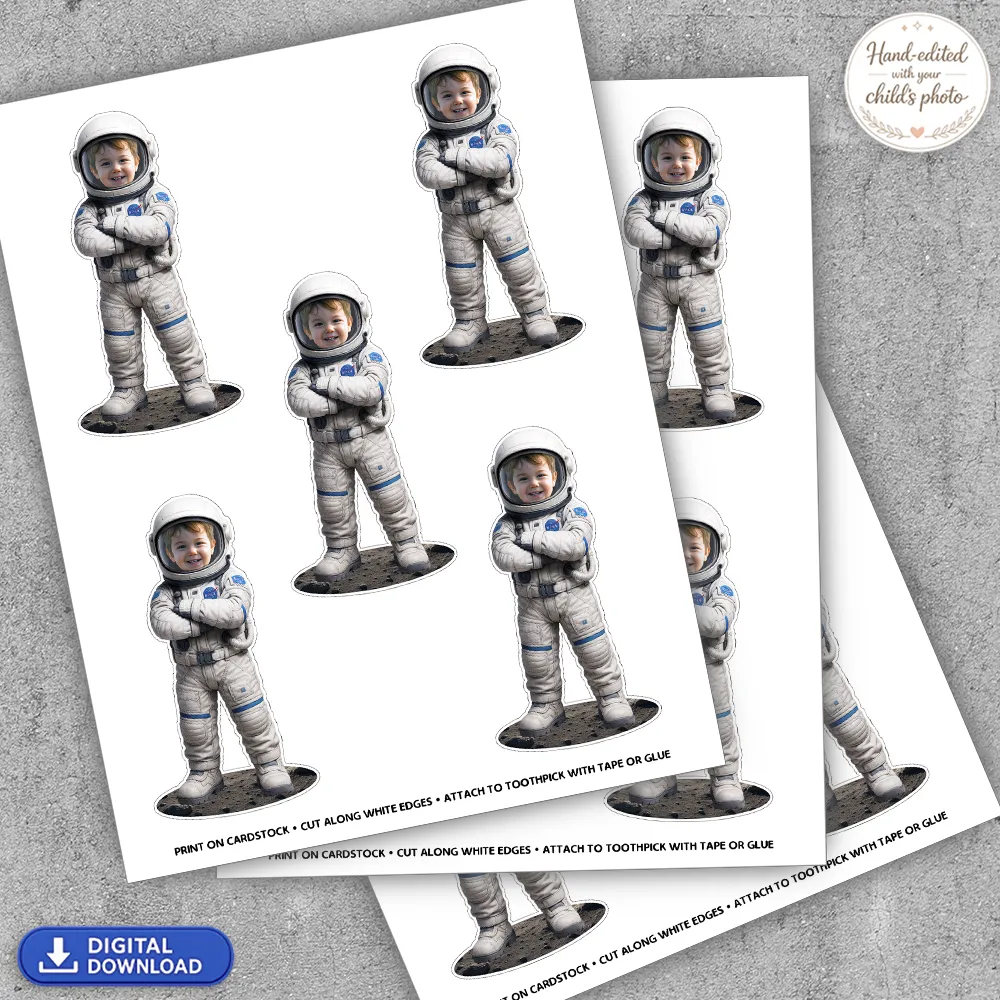 Custom Astronaut Cupcake Toppers – Space Birthday Party Decorations – Delivered in 24h – Digital File 3 Custom Astronaut Cupcake Toppers – Space Birthday Party Decorations – Delivered in 24h – Digital File - Image 3
