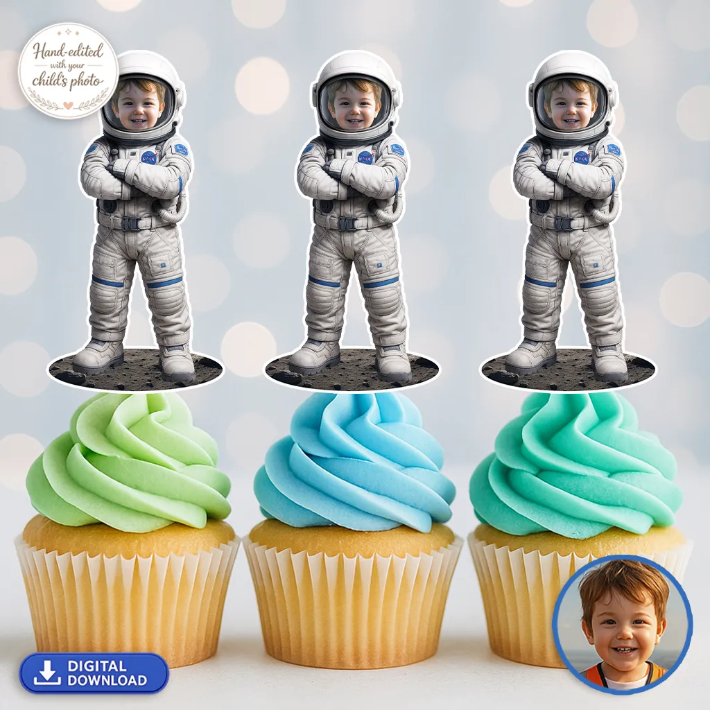 Custom Astronaut Cupcake Toppers – Space Birthday Party Decorations – Delivered in 24h – Digital File 1 Custom Astronaut Cupcake Toppers – Space Birthday Party Decorations – Delivered in 24h – Digital File