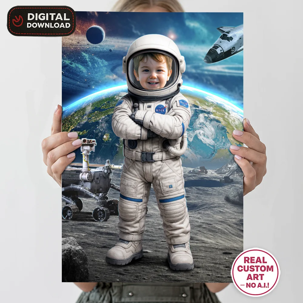 Custom Astronaut Birthday Portrait with Photo – Space Theme Digital Artwork – Delivered in 24h – Digital File 2 Custom Astronaut Birthday Portrait with Photo – Space Theme Digital Artwork – Delivered in 24h – Digital File - Image 2