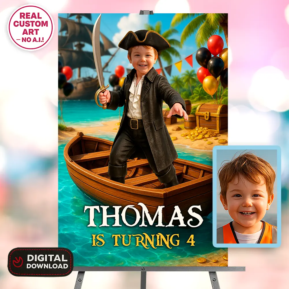Personalized Pirate Birthday Welcome Sign – Custom Pirate Party Decoration – Delivered in 24h – Digital File 4 Personalized Pirate Birthday Welcome Sign – Custom Pirate Party Decoration – Delivered in 24h – Digital File