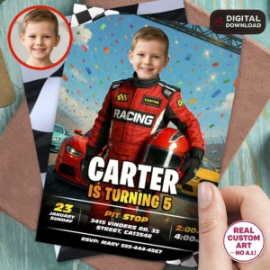 Personalized Racing Car Birthday Invitation
