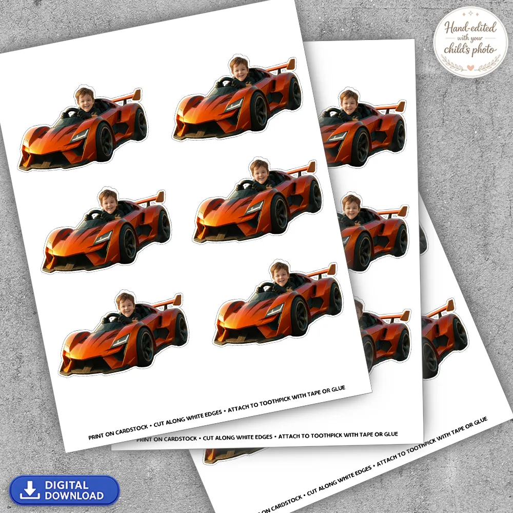 Personalized Racing Car Cupcake Toppers – Custom Sports Car Birthday Party Decoration – Delivered in 24h – Digital File 3 Personalized Racing Car Cupcake Toppers – Custom Sports Car Birthday Party Decoration – Delivered in 24h – Digital File
