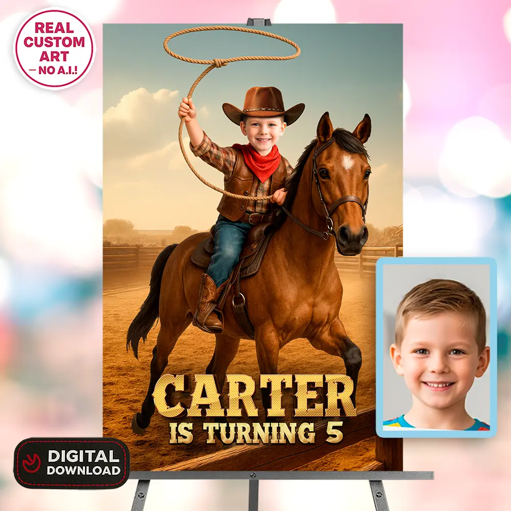Personalized Rodeo Cowboy Welcome Sign – Custom Western Party Decoration – Delivered in 24h – Digital File 1 Personalized Rodeo Cowboy Welcome Sign – Custom Western Party Decoration – Delivered in 24h – Digital File