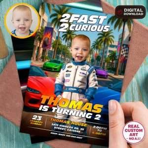 2 Fast 2 Curious Birthday Invitation Miami Style Race Car